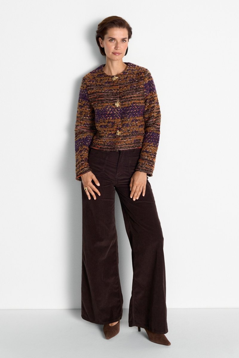 Bouclé-Kurzblazer mit Querstreifen-Rich & Royal