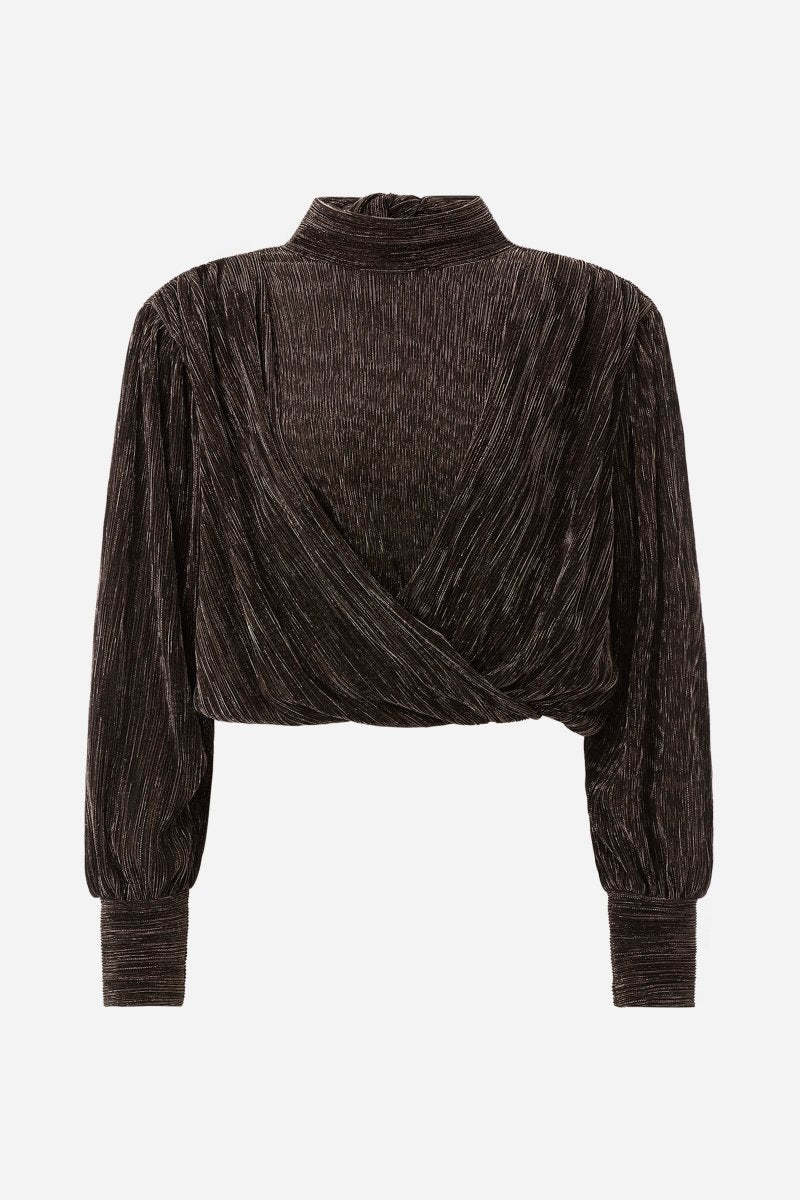 Plissee-Wickelbluse mit Stehkragen-Rich & Royal