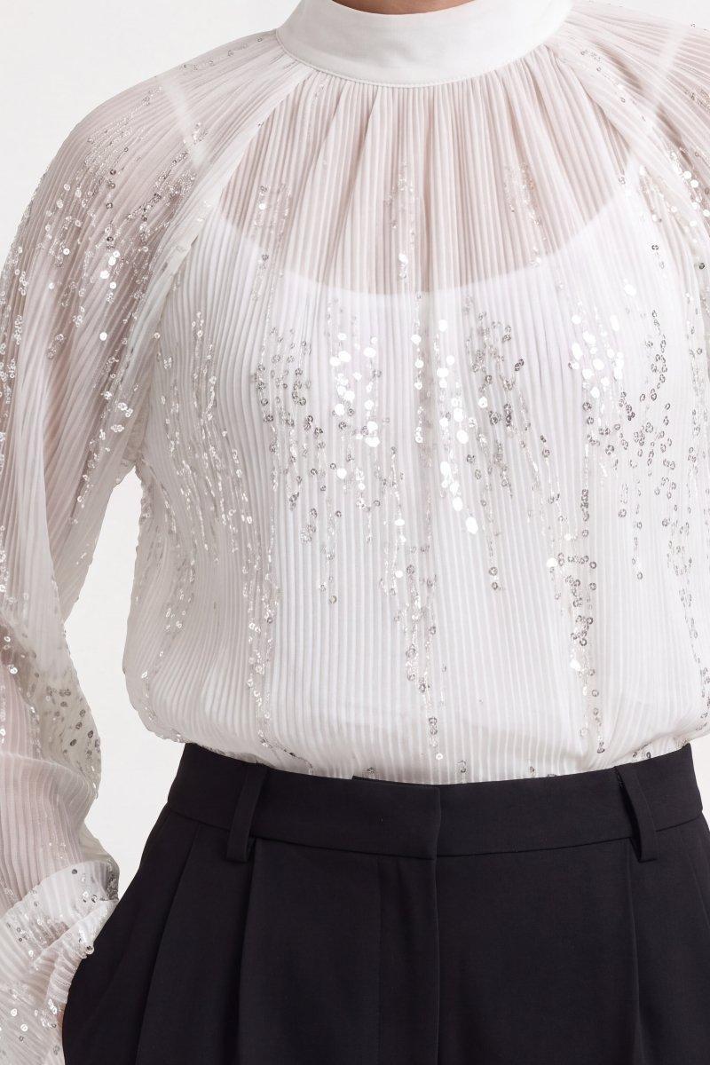 Plisseebluse mit Pailletten-Rich & Royal