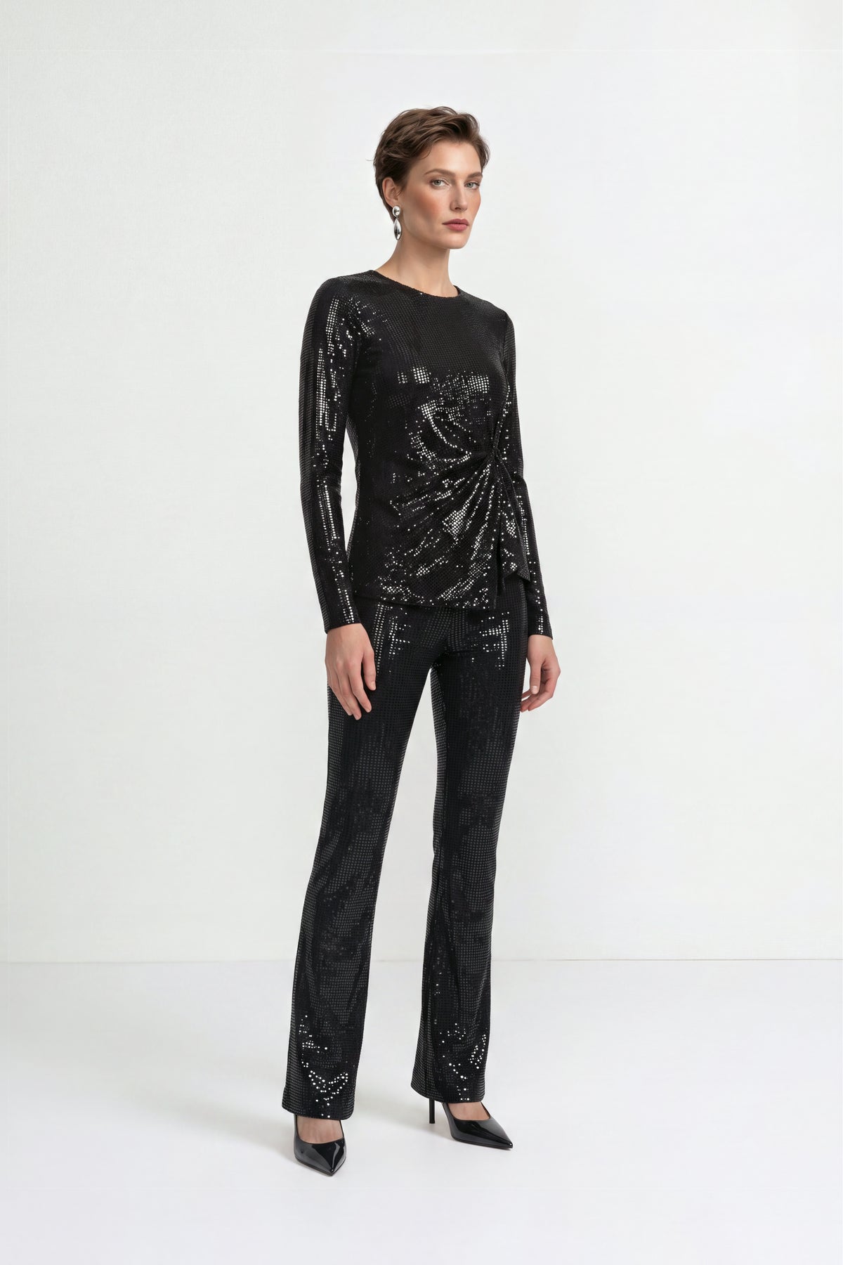 Paillettenhose mit ausgestelltem Bein-Rich & Royal