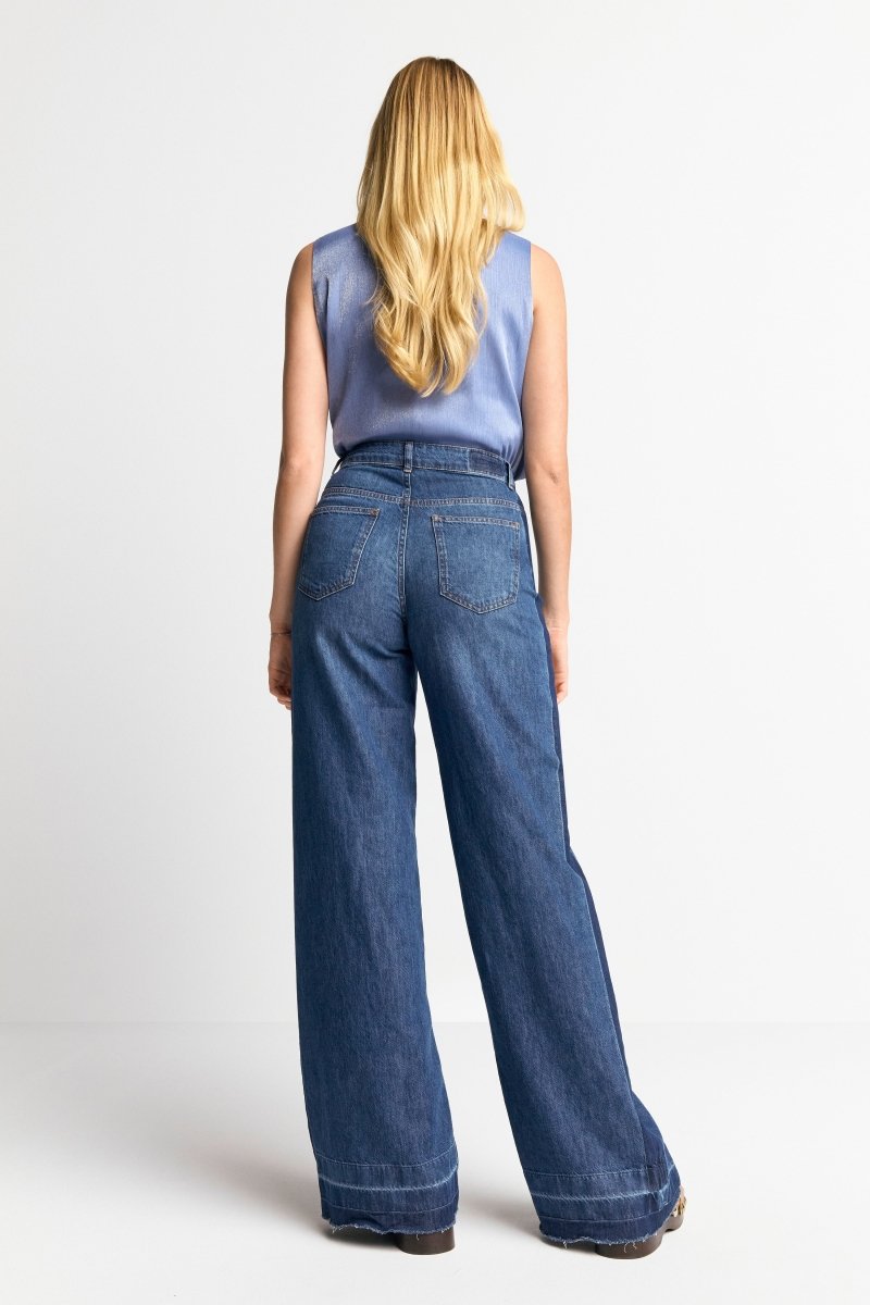 Wide Leg Denim mit Seitenstreifen-Rich & Royal