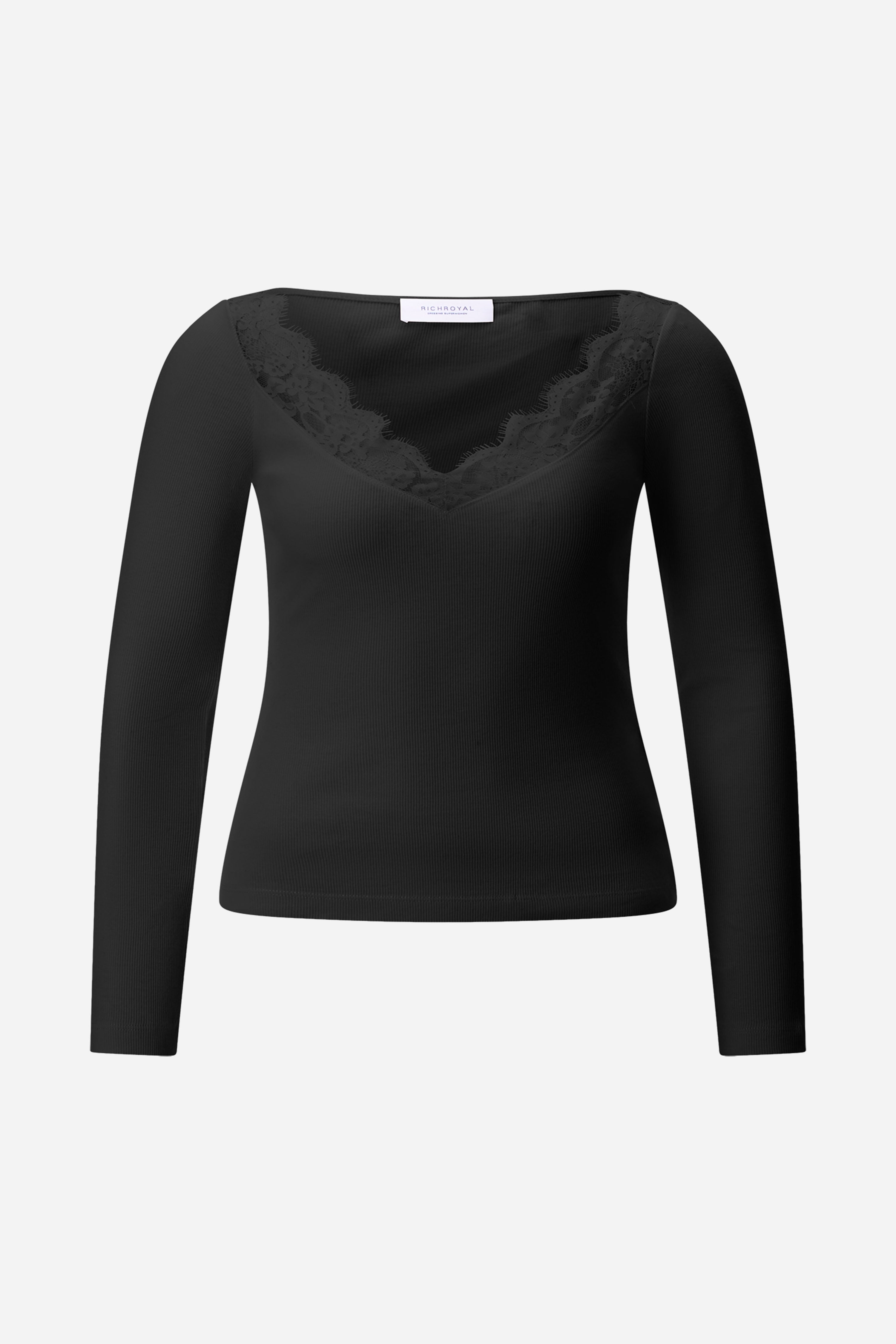 Baumwoll-Longsleeve mit Spitzenbesatz-Rich & Royal