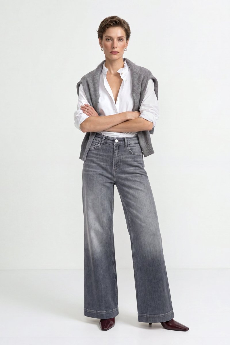 Grey flared jeans