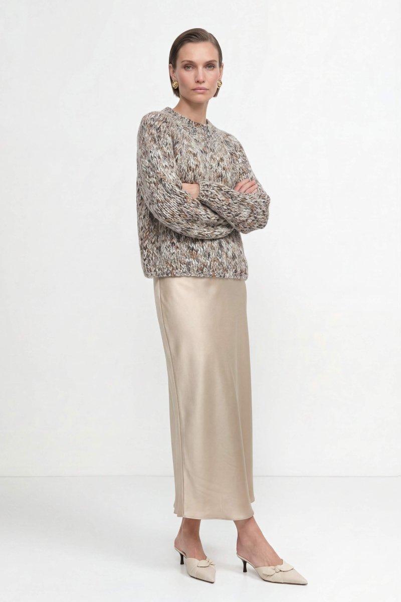 Grobstrick-Pullover in Melange-Optik-Rich & Royal