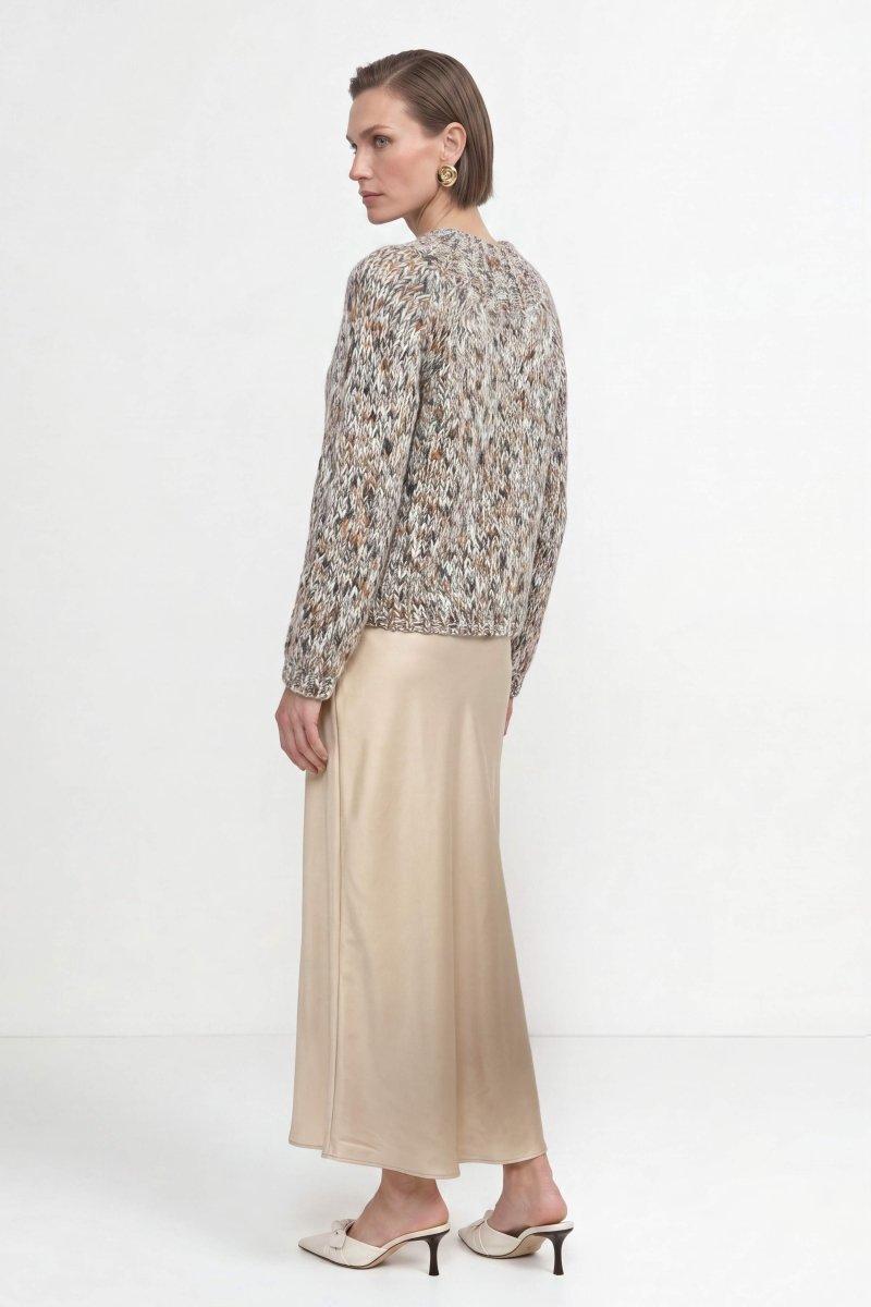 Grobstrick-Pullover in Melange-Optik-Rich & Royal