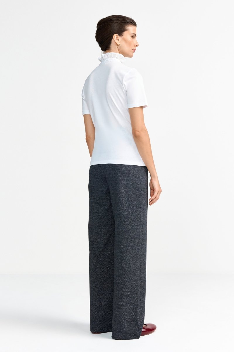 Weißes T-Shirt mit Rüschenkragen-Rich & Royal