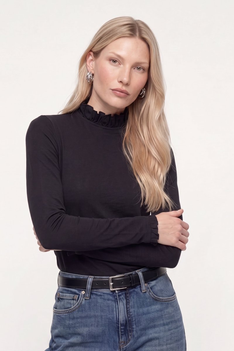 Longsleeve mit Rüschenkragen-Rich & Royal