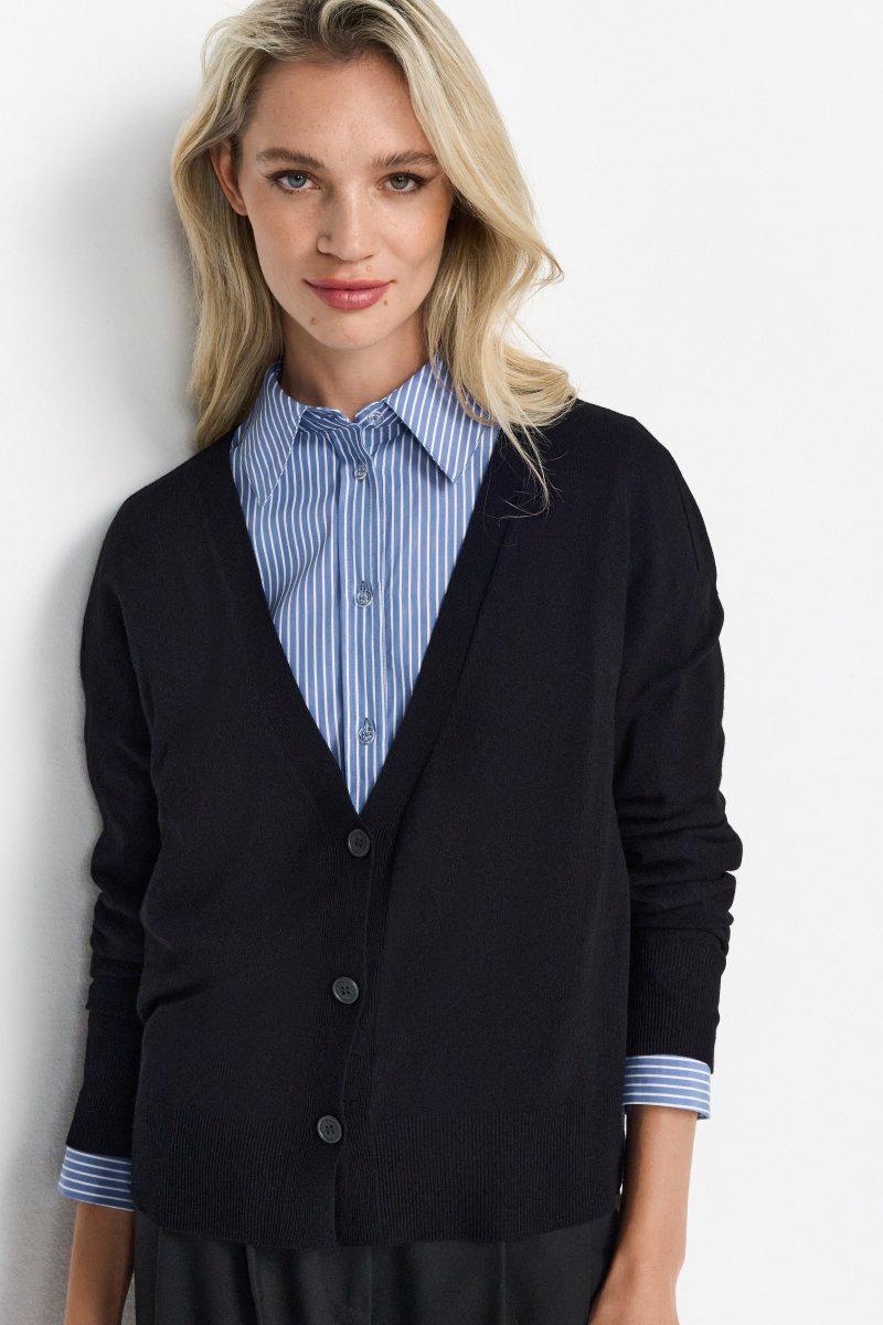 Feinstrick-Cardigan mit V-Ausschnitt-Rich & Royal