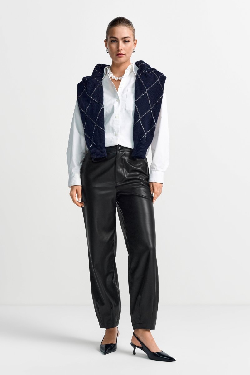 Schwarze Kunstlederhose-Rich & Royal