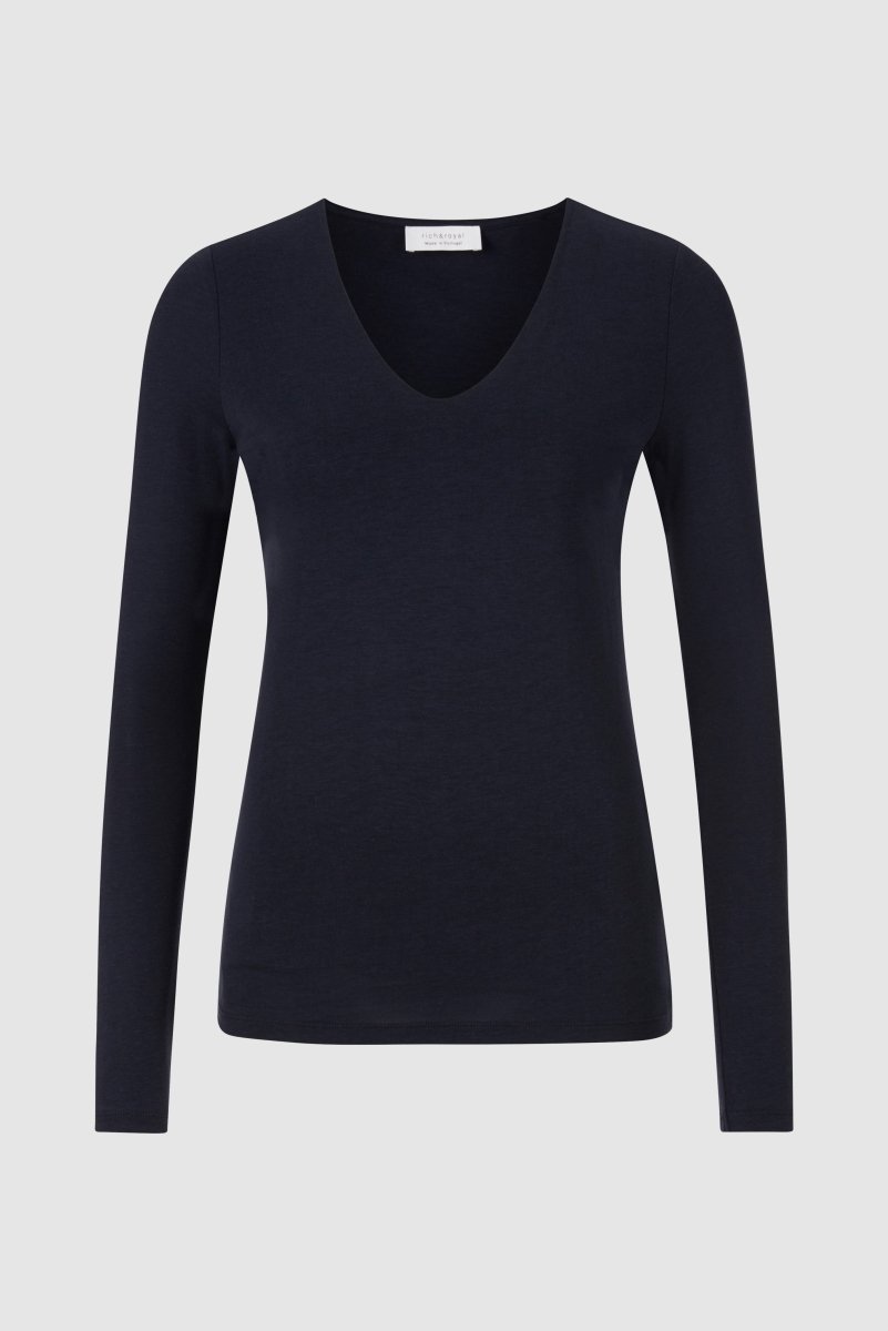 Longsleeve mit V-Neck-Rich & Royal