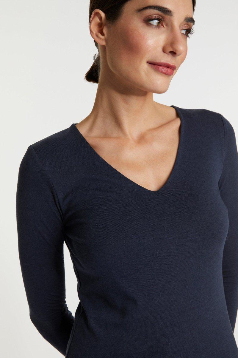 Longsleeve mit V-Neck-Rich & Royal